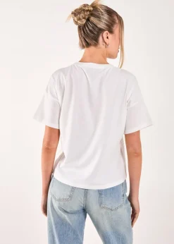 T-Shirts>Pink Vanilla White Rhinestone Slogan Cropped T-shirt