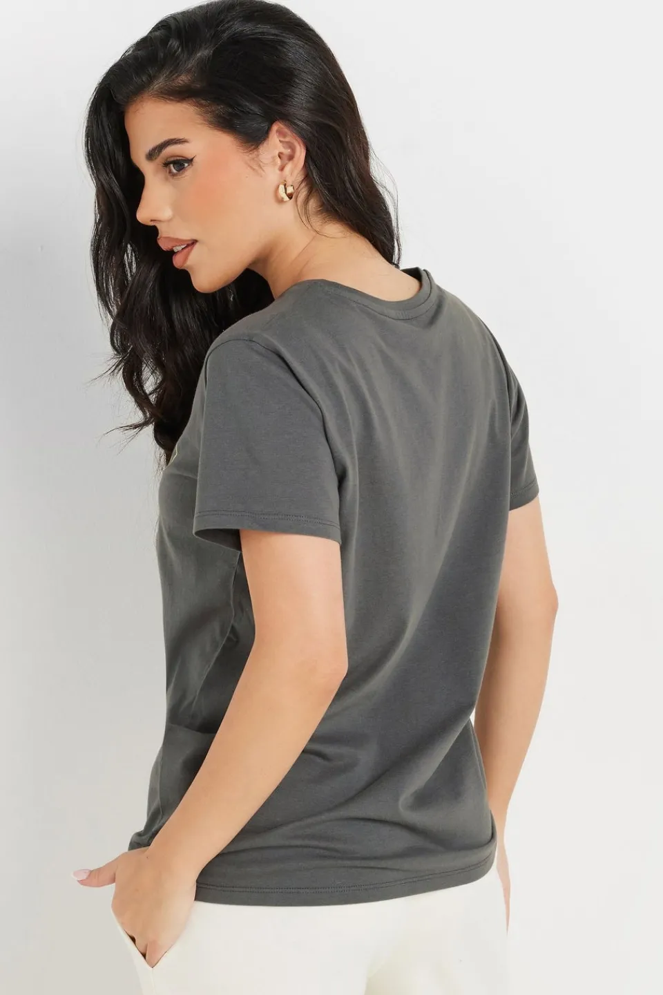 T-Shirts>PIXIEGIRL Grey Boston Slogan T-Shirt