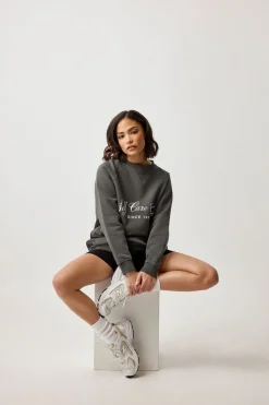 Dresses>PIXIEGIRL Grey Self Care Club Sweatshirt Dress
