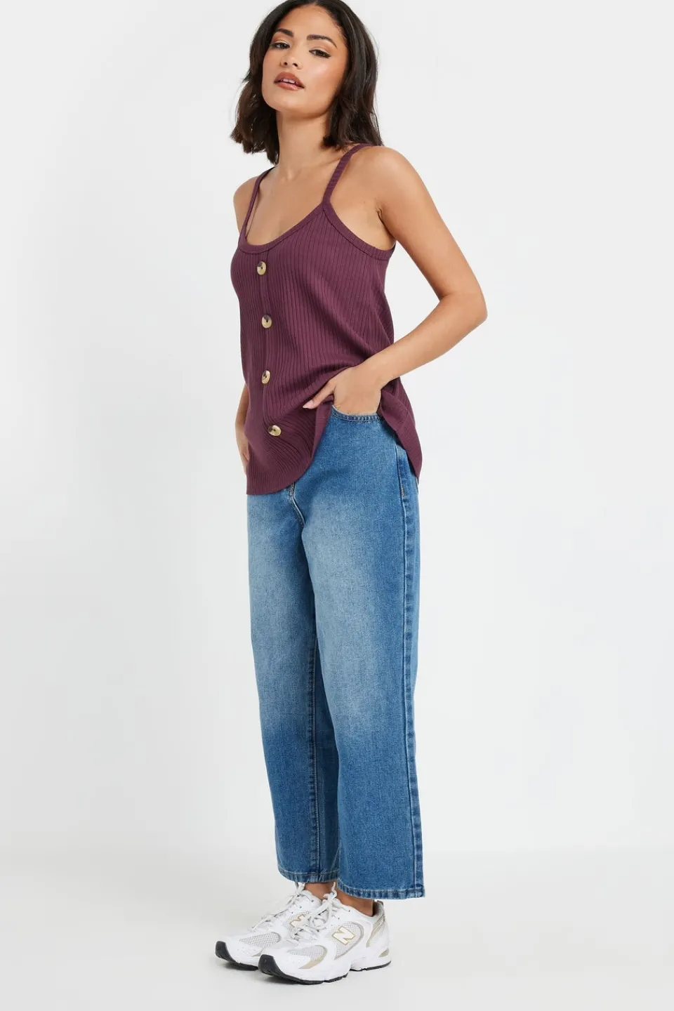 Tops>PIXIEGIRL Petite 2 Pack Sage Green & Purple Button Down Cami Tops