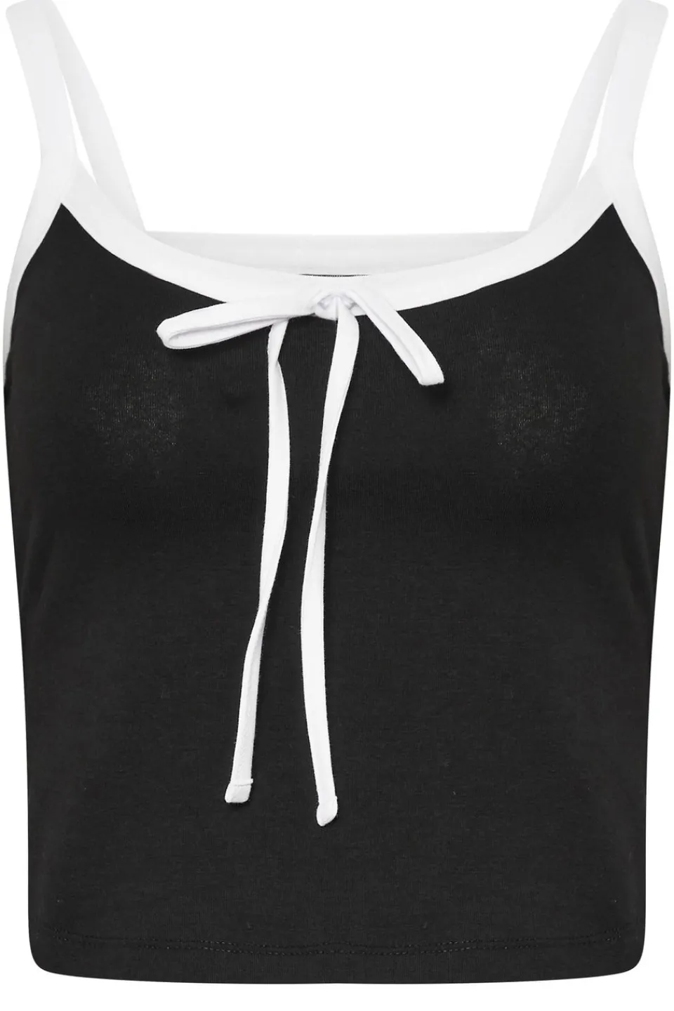 Tops>PIXIEGIRL Petite Black Contrast Drawstring Vest Top