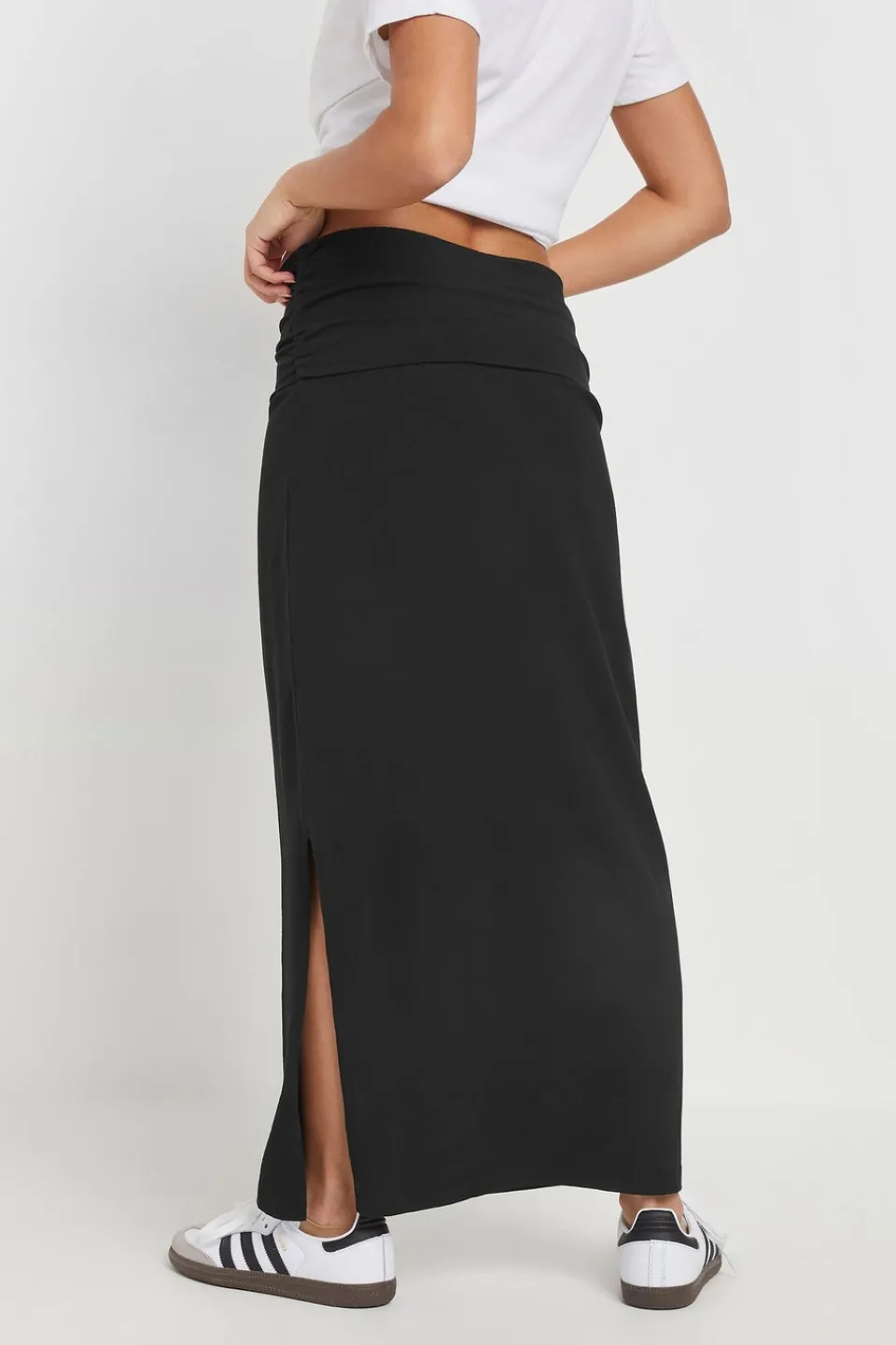 Skirts>PIXIEGIRL Petite Black Fold Over Maxi Skirt