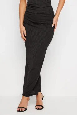 Skirts>PIXIEGIRL Petite Black Ribbed Maxi Tube Skirt
