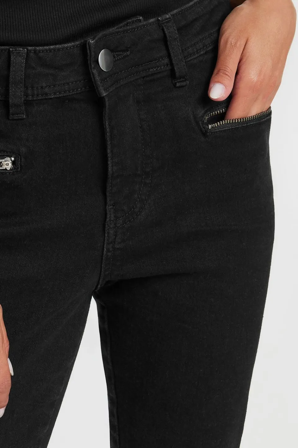 Jeans & Jeggings>PIXIEGIRL Petite Black Stretch Zip Pocket Skinny Jeans