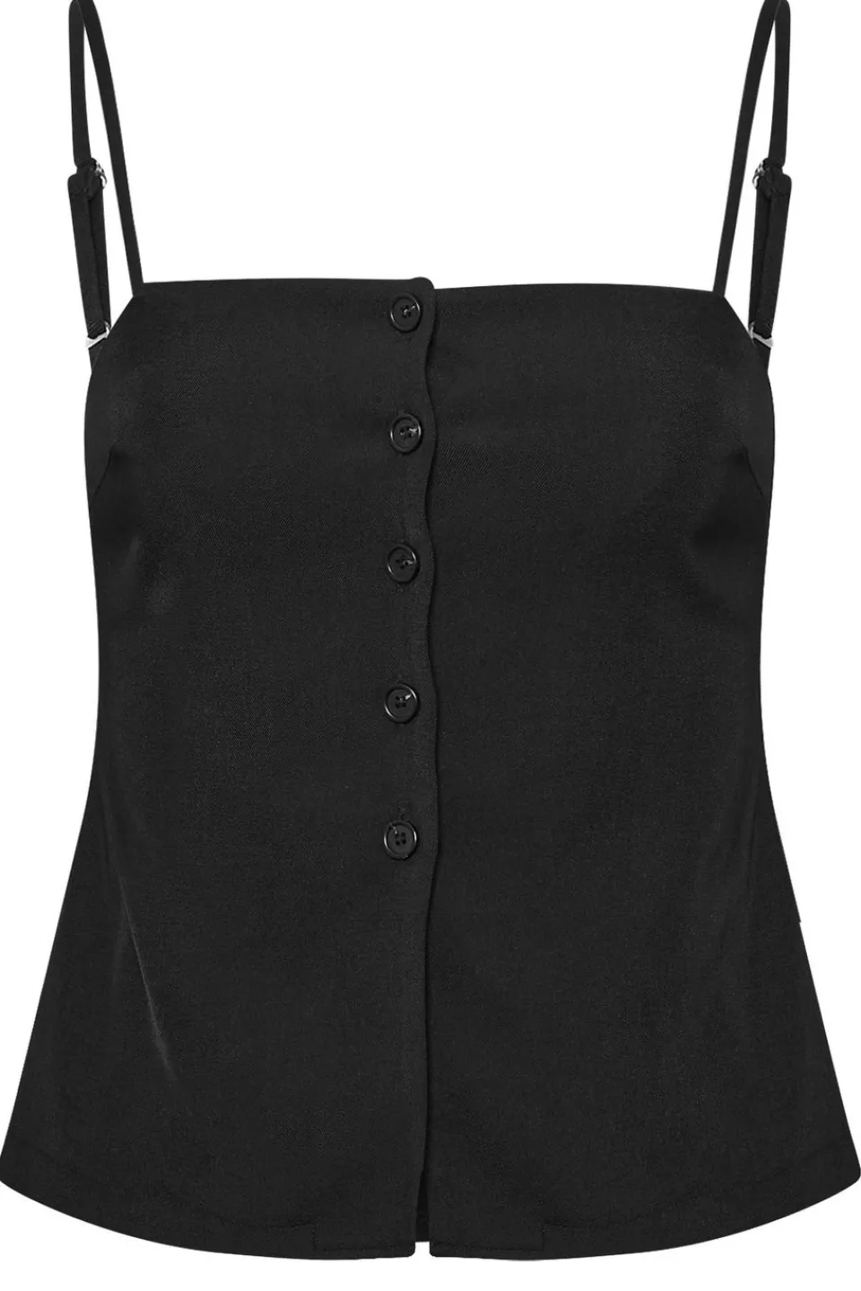 Tops>PIXIEGIRL Petite Black Structured Button Vest Top
