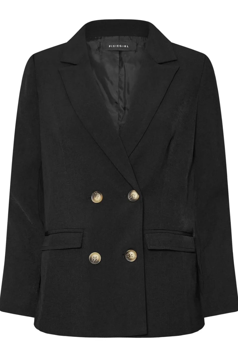 Coats & Jackets>PIXIEGIRL Petite Black Tailored Double Breasted Blazer