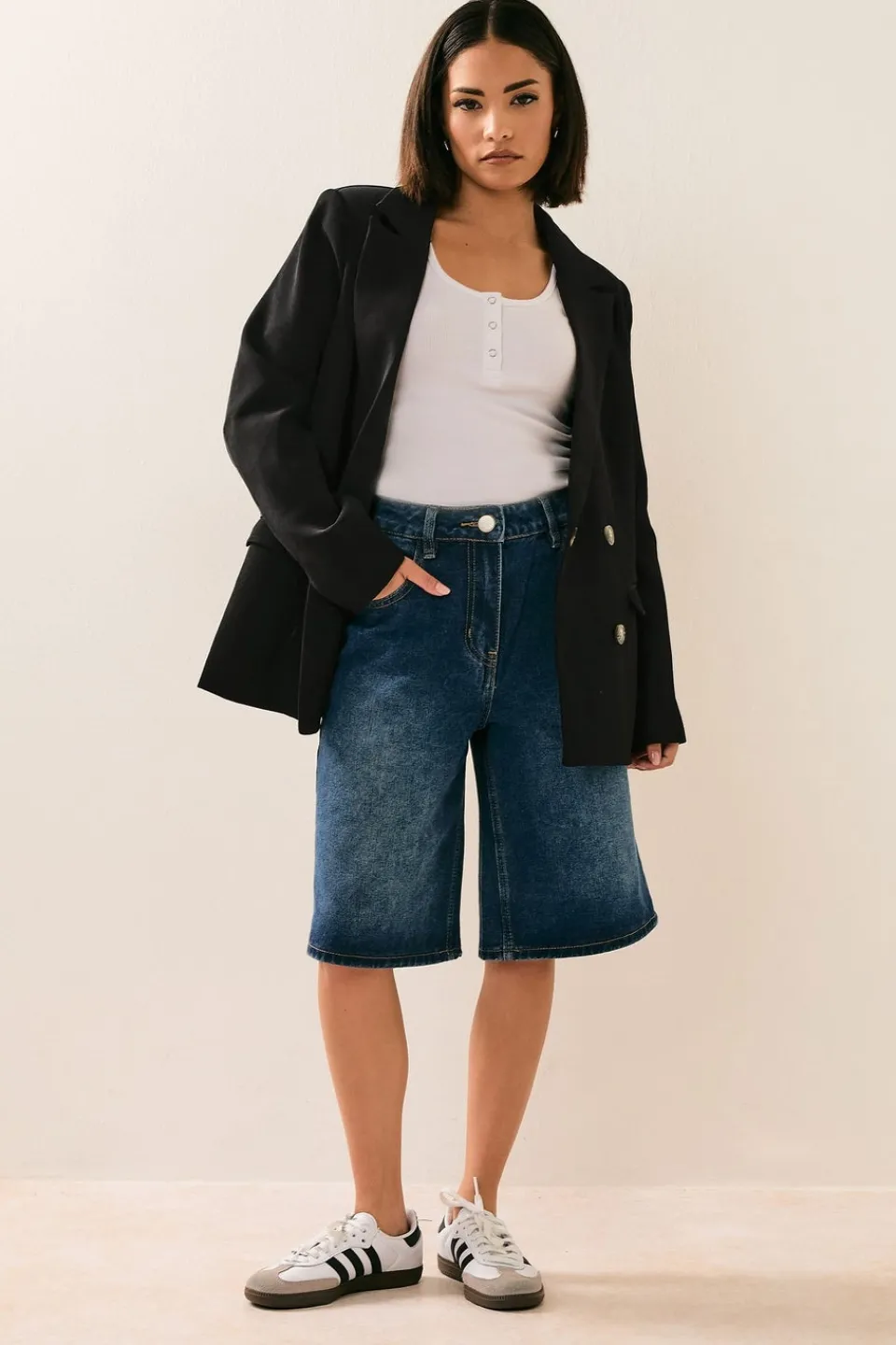 Coats & Jackets>PIXIEGIRL Petite Black Tailored Double Breasted Blazer