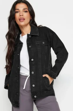 Coats & Jackets>PIXIEGIRL Petite Black Washed Oversized Denim Jacket