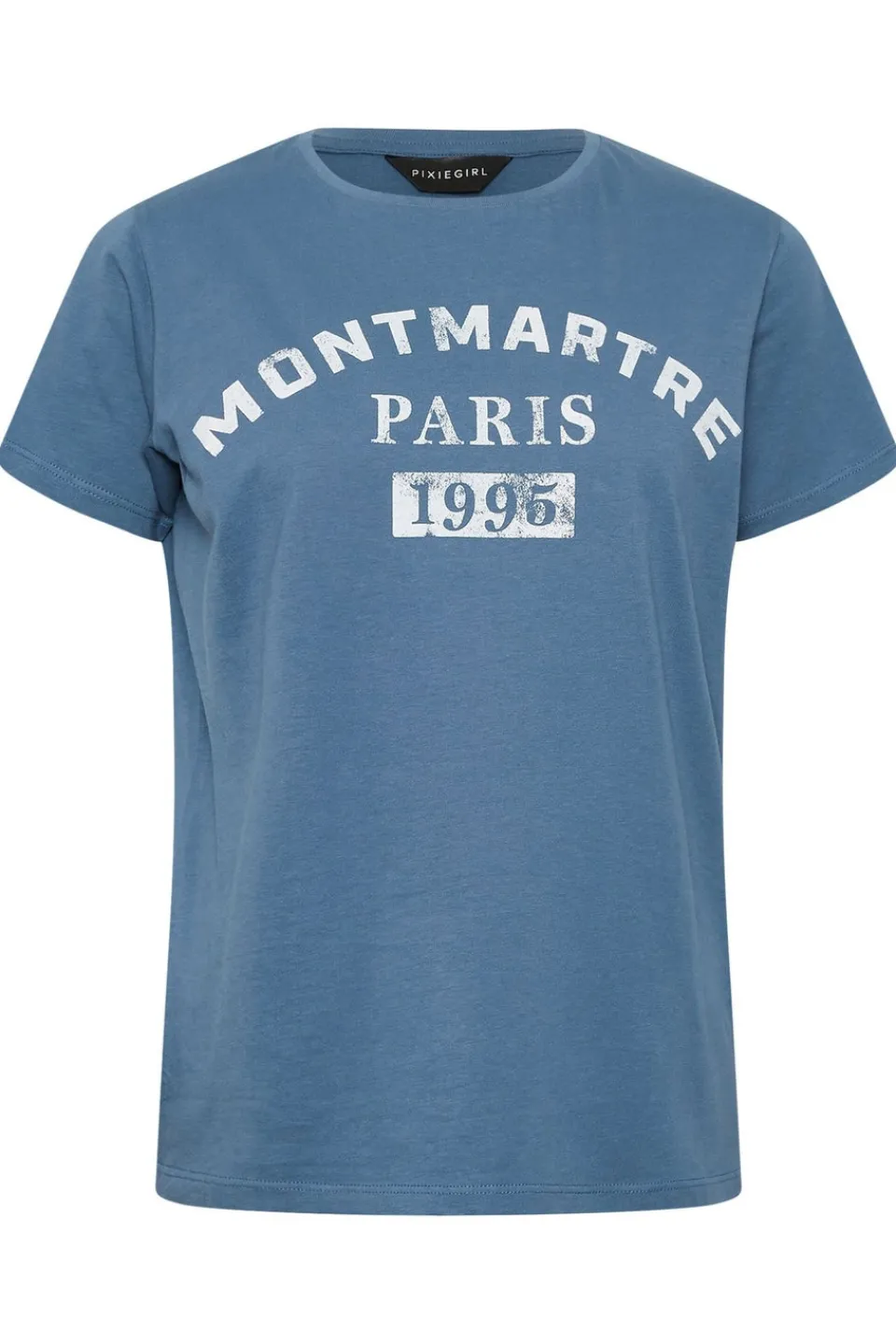 T-Shirts>PIXIEGIRL Petite Blue Acid Wash Slogan T-Shirt