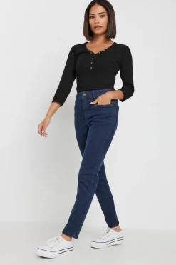 Jeans & Jeggings>PIXIEGIRL Petite Dark Blue Stretch Zip Pocket Skinny Jeans