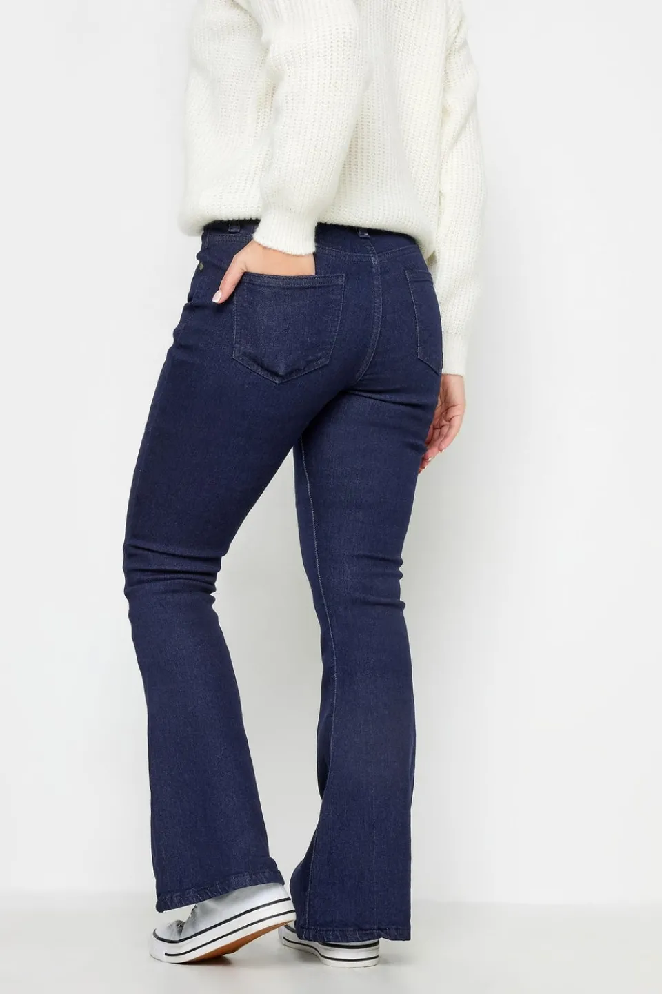 Jeans & Jeggings>PIXIEGIRL Petite Dark Blue Stretch Flared Jeans