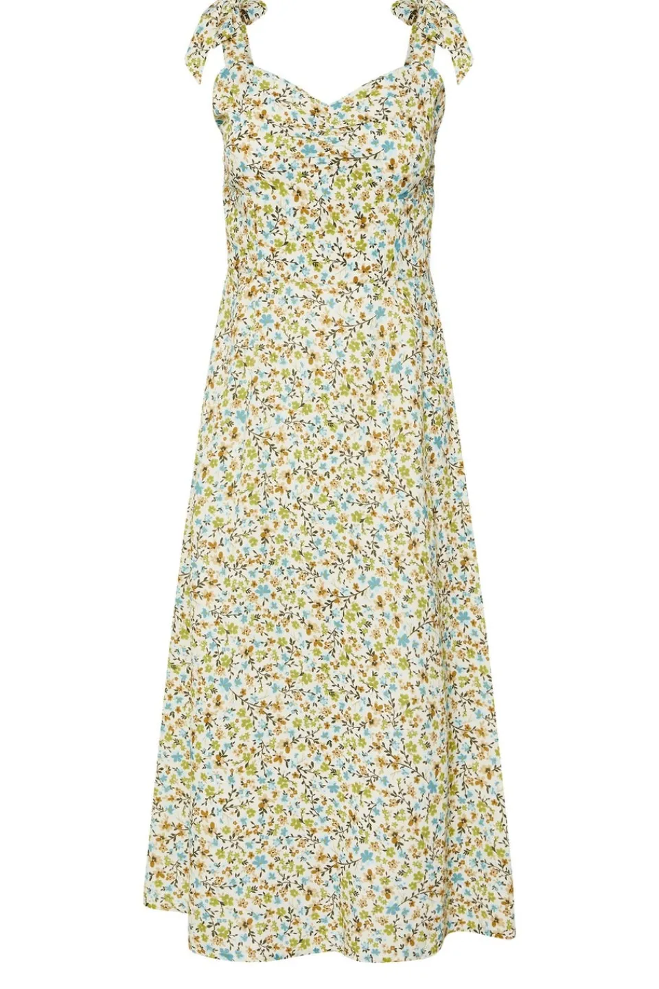 Dresses>PIXIEGIRL Petite Green Ditsy Floral Tie Shoulder Midi Dress