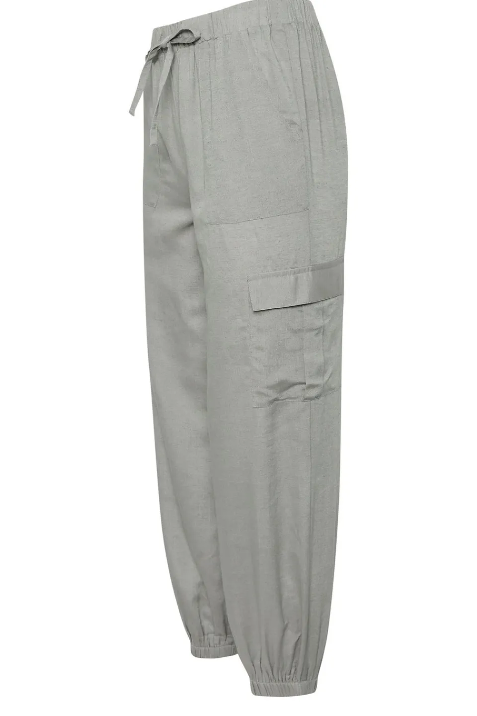 Trousers>PIXIEGIRL Petite Grey Linen Cargo Cuffed Joggers