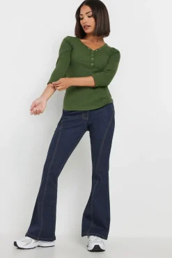Jeans & Jeggings>PIXIEGIRL Petite Indigo Blue Seam Front Flared Jeans