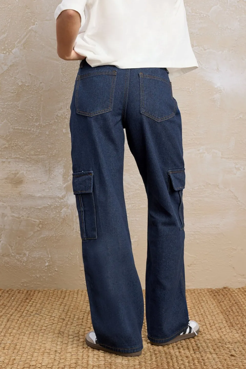 Jeans & Jeggings>PIXIEGIRL Petite Indigo Blue Non-Stretch Utility Cargo Jeans