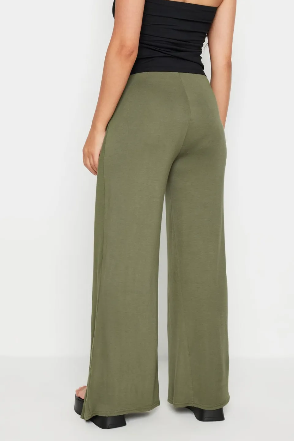 Trousers>PIXIEGIRL Petite Khaki Green Wide Leg Wrap Trousers