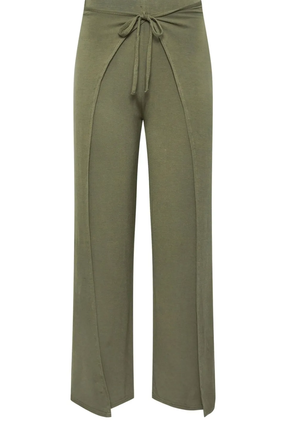 Trousers>PIXIEGIRL Petite Khaki Green Wide Leg Wrap Trousers