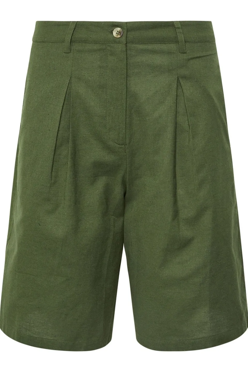 Shorts>PIXIEGIRL Petite Khaki Green Linen Bermuda Shorts