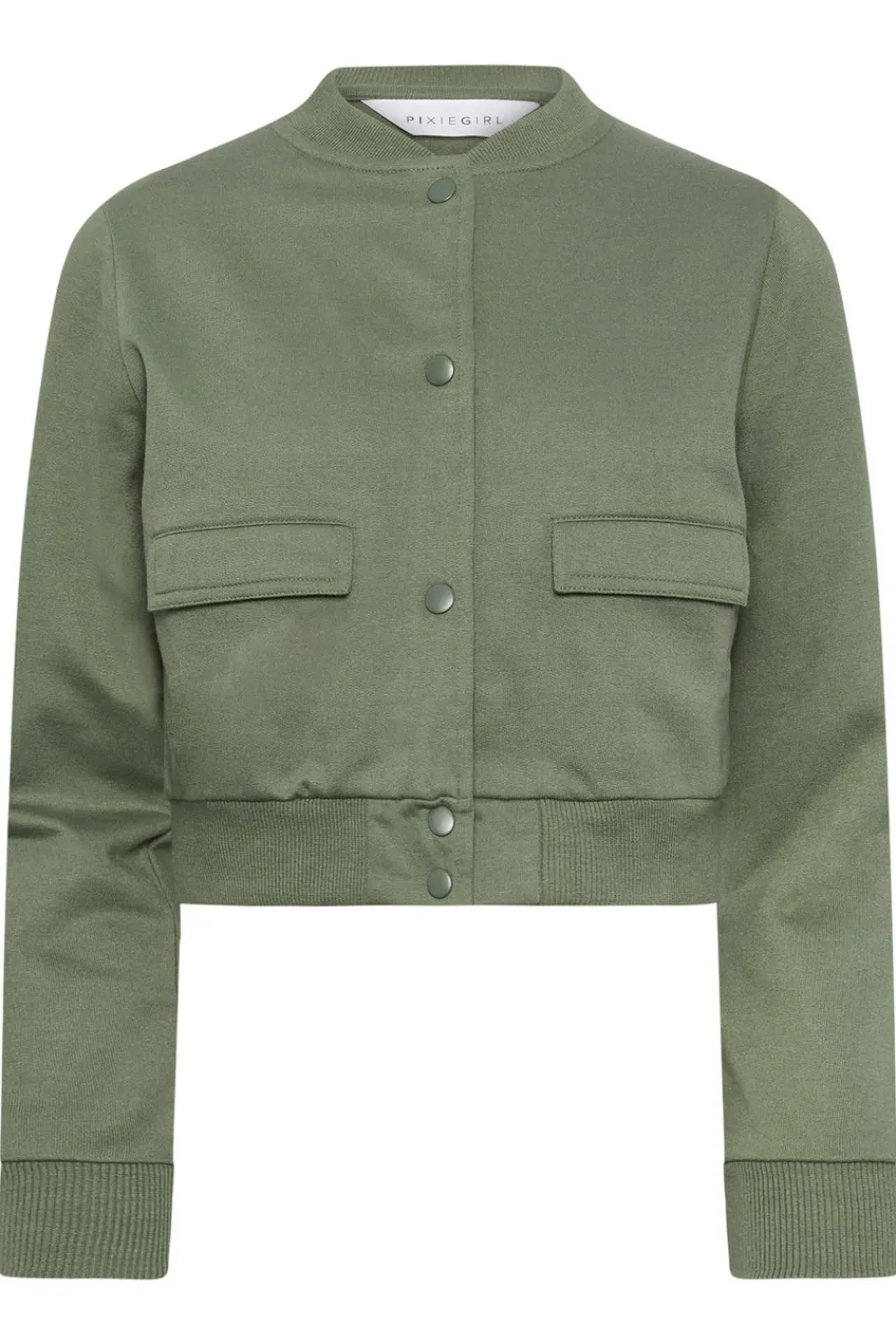Coats & Jackets>PIXIEGIRL Petite Khaki Green Jersey Bomber Jacket