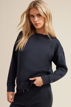 Tops>PIXIEGIRL Petite Navy Blue Jersey Sweatshirt