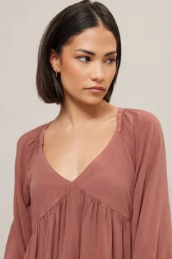 Dresses>PIXIEGIRL Petite Pink Woven Tie Back Smock Dress