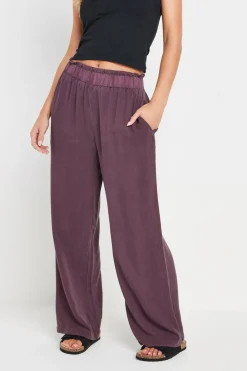Trousers>PIXIEGIRL Petite Purple Acid Wash Wide Leg Trousers