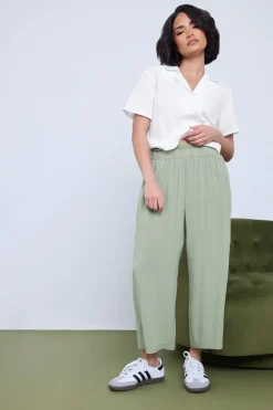 Trousers>PIXIEGIRL Petite Sage Green Acid Wash Cropped Trousers