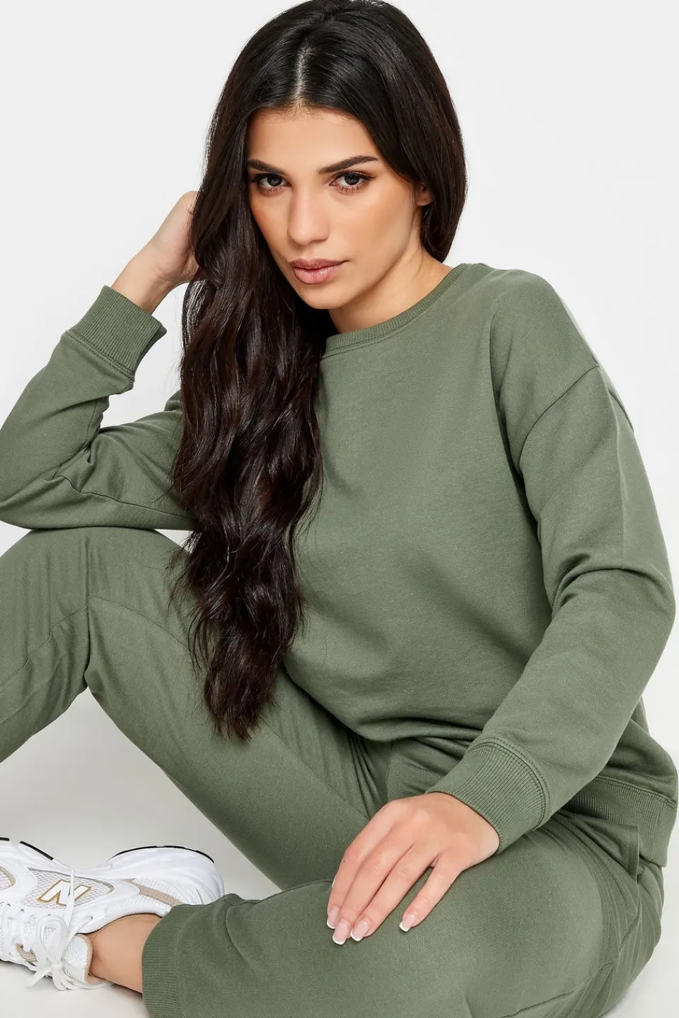 Loungewear>PIXIEGIRL Petite Sage Green Crew Neck Sweatshirt