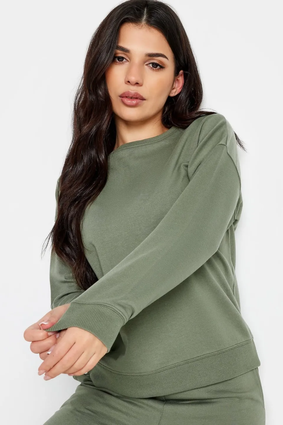 Loungewear>PIXIEGIRL Petite Sage Green Crew Neck Sweatshirt