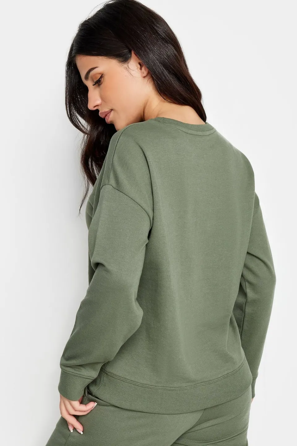 Loungewear>PIXIEGIRL Petite Sage Green Crew Neck Sweatshirt