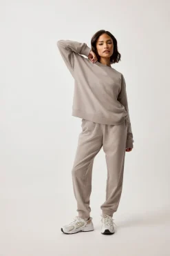 Tops>PIXIEGIRL Petite Stone Brown Crew Neck Sweatshirt