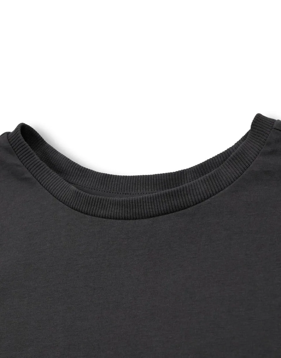 T-Shirts>Pusheen Grey Yum Noodles Cropped Short Sleeved T-Shirt
