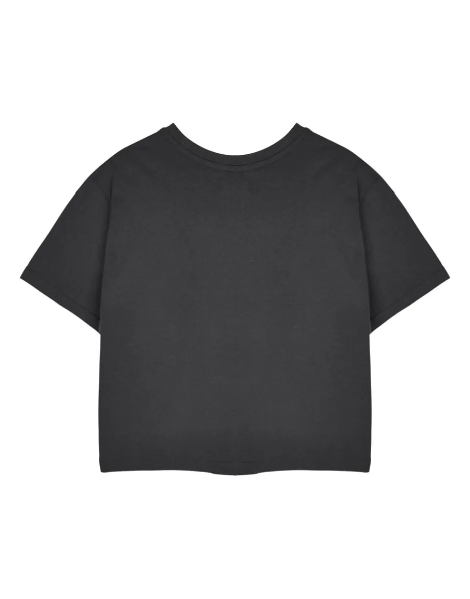 T-Shirts>Pusheen Grey Yum Noodles Cropped Short Sleeved T-Shirt