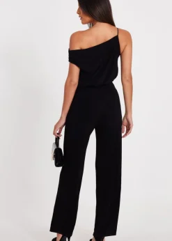 Jumpsuits & Playsuits>Quiz Black Asymmetric Draped Jumpsuit