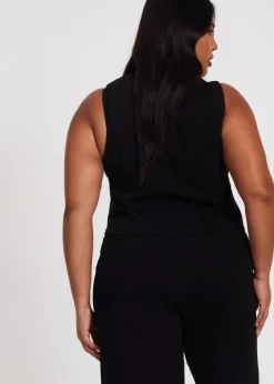 Tops>Quiz Black Curve Waistcoat
