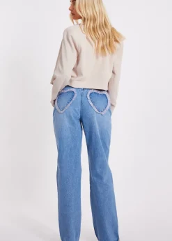 Jeans & Jeggings>Quiz Blue Denim Ruffle Heart Jeans