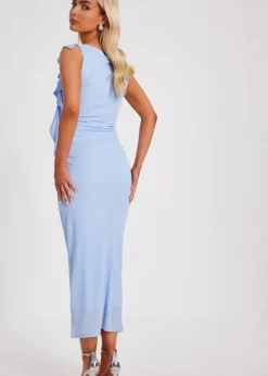 Dresses>Quiz Blue Frill Midi Dress