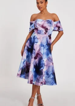 Dresses>Quiz Blue Petite Floral Skater Dress