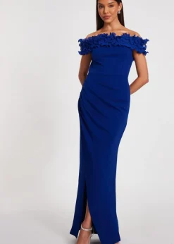 Dresses>Quiz Blue Ruffle Maxi Dress