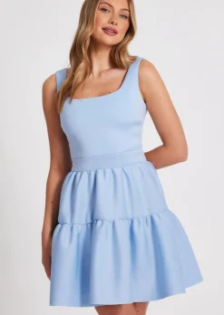 Dresses>Quiz Blue Tiered Skater Mini Dress