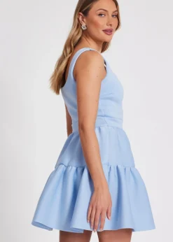 Dresses>Quiz Blue Tiered Skater Mini Dress