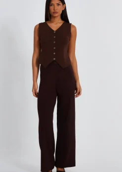 Coats & Jackets>Quiz Brown Knitted Waistcoat