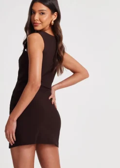 Dresses>Quiz Brown Square Neck Mini Dress