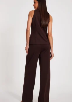 Trousers>Quiz Brown Wide Leg Trousers