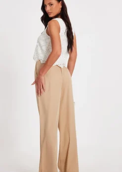 Tops>Quiz Cream Crochet Waistcoat