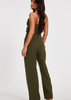 Jumpsuits & Playsuits>Quiz Khaki Strappy Buckle Detail Jumpsuit