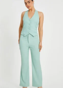 Trousers>Quiz Mint Petite Woven Flared Trousers