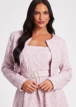 Coats & Jackets>Quiz Pink Jacquard Crop Jacket