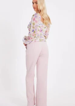 Trousers>Quiz Pink Tailored Trousers
