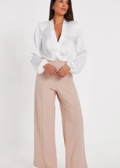 Trousers>Quiz Stone Button Detail Palazzo Trousers
